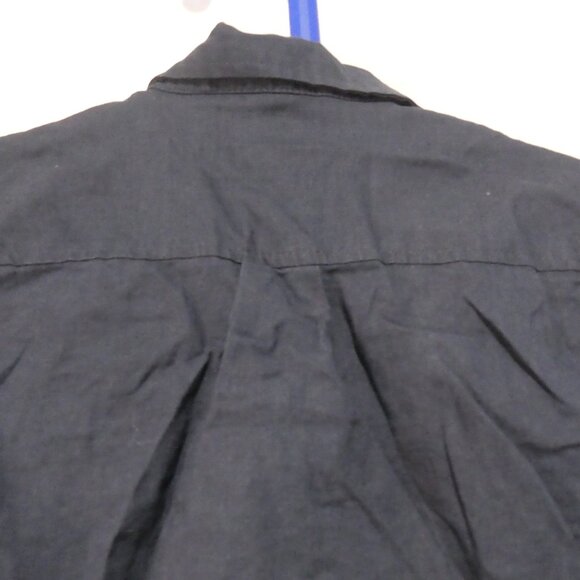 H&M | 5-6 years | Dark Navy Blue Button-Up Linen / Cotton Shirt | Roll Tabs - Picture 12 of 16